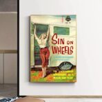 affiche caravane vintage avec pin up