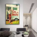 affiche caravane vintage avec pin up
