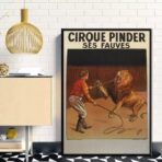 affiche cirque vintage lion