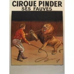 affiche cirque vintage lion