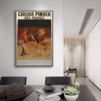 affiche cirque vintage lion