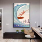 affiche de competition de surf vintage