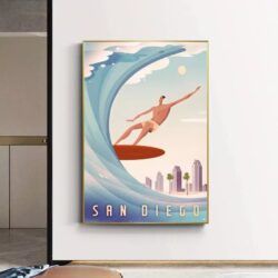 affiche de competition de surf vintage