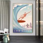 affiche de competition de surf vintage
