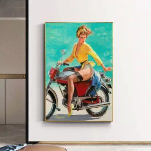 affiche pin up moto