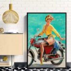 affiche pin up moto