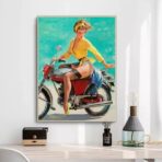 affiche pin up moto