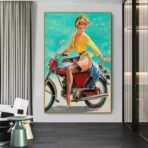 affiche pin up moto