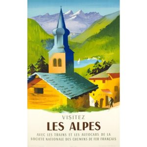 affiche vintage alpes