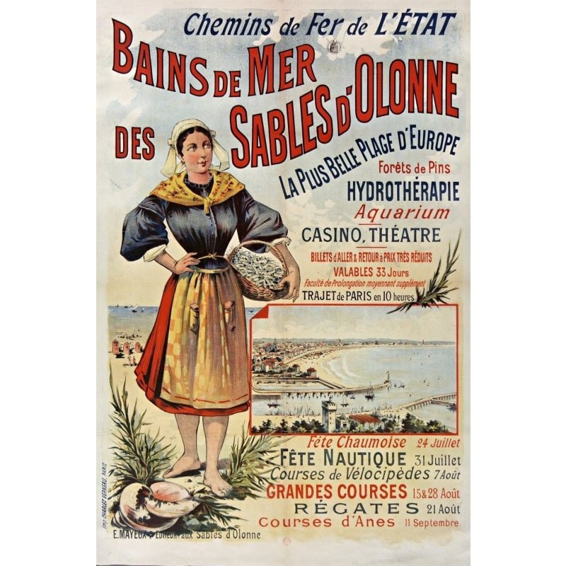 vintage poster les sables dolonne vintage poster les sables dolonne
