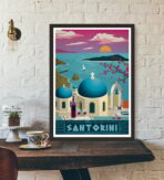 affiche vintage santorin