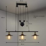 lustre 3 lampes industriel