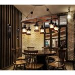 lustre industriel bois et fer