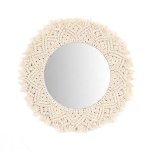 miroir rond macramé