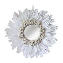 feather round mirror