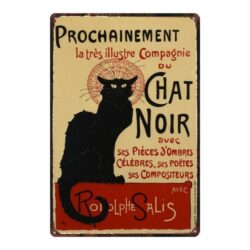 plaque métal chat noir