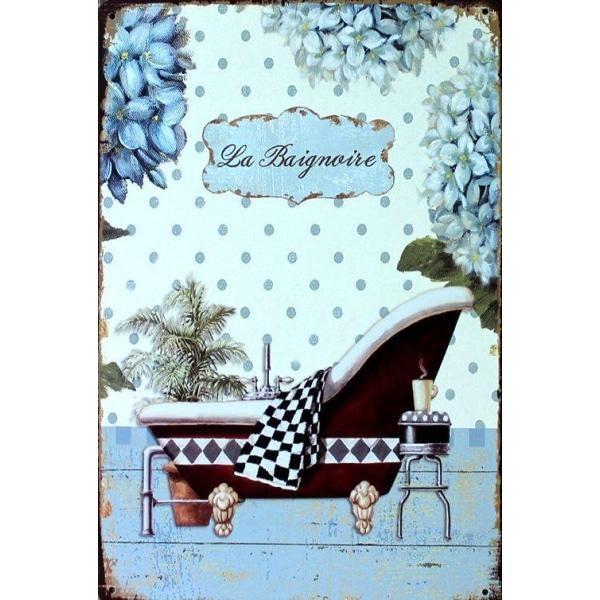 plaque-metal-salle-de-bain-vintage plaque métal salle de bain vintage