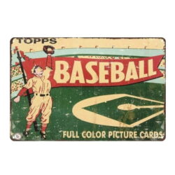 vintage baseball cards metal plaque