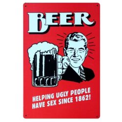 Plaque Métal Vintage Bière Chope