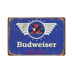 Plaque Métal Vintage Budweiser Bleu