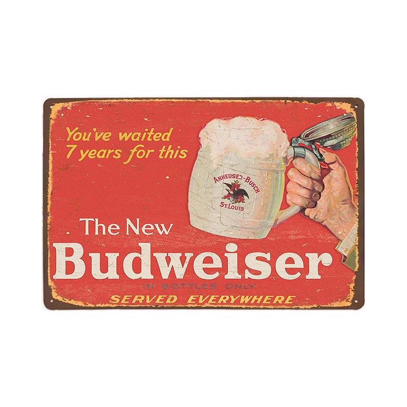 plaque-metal-vintage-budweiser-chope Plaque Métal Vintage Budweiser Chope