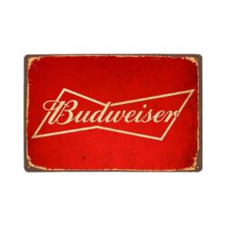 Plaque Métal Vintage Budweiser Rouge