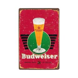 Plaque Métal Vintage Budweiser Verre