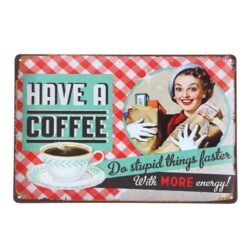 Plaque Métal Vintage Café Femme Au Foyer