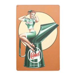Plaque Métal Vintage Castrol Huile Pin-up