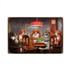 Plaque Métal Vintage Chiens Poker