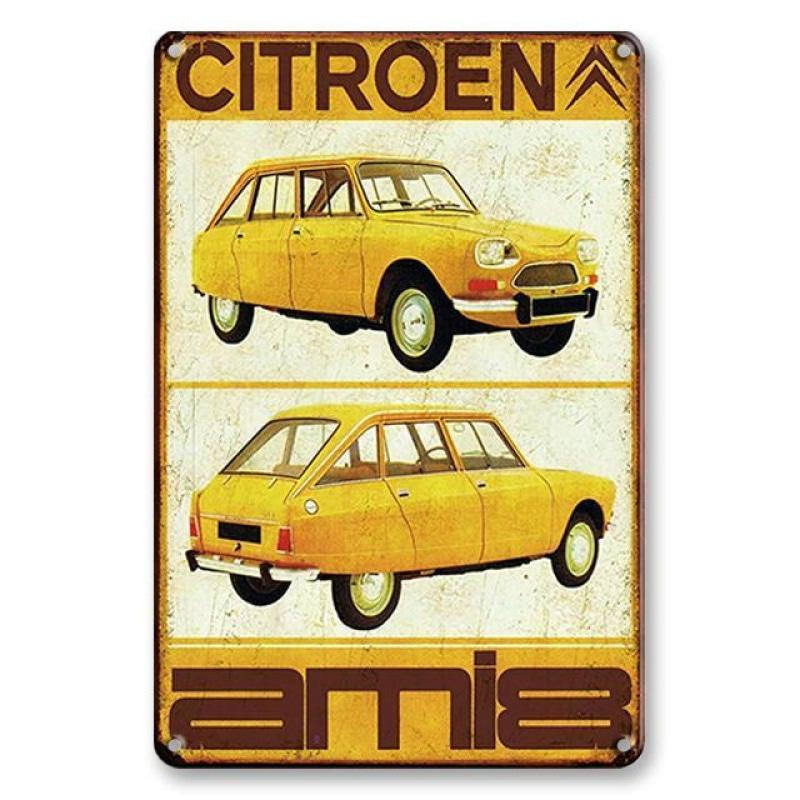 plaque-metal-vintage-citroen-ami-8 Plaque Métal Vintage Citroën Ami 8