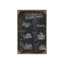 Plaque Métal Vintage Cocktails Classiques