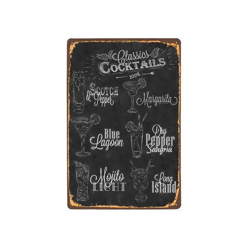 plaque-metal-vintage-cocktails-classiques Plaque Métal Vintage Cocktails Classiques