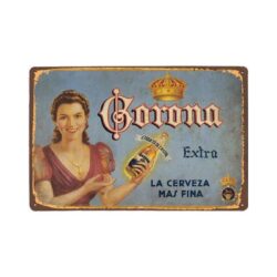Plaque Métal Vintage Corona Extra Pin-up
