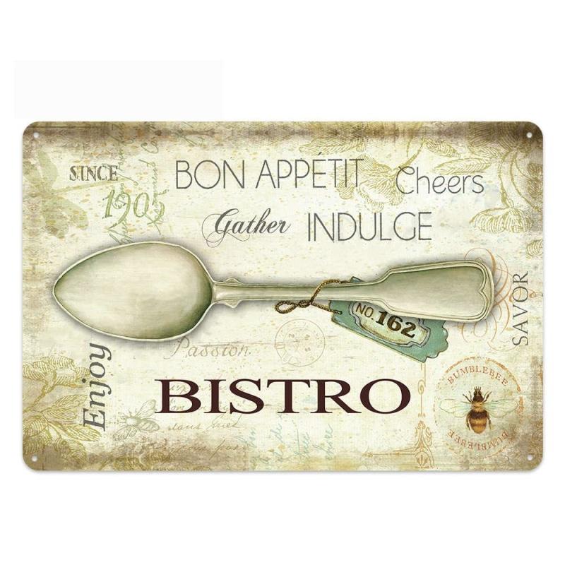 plaque-metal-vintage-couverts-bistrot Plaque Métal Vintage Couverts Bistrot