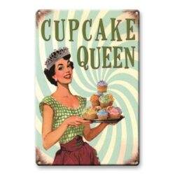 Plaque Métal Vintage Cupcake Queen