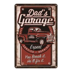 Plaque Métal Vintage Dad's Garage