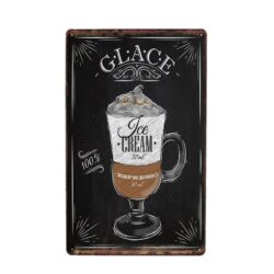 Plaque Métal Vintage Glace Espresso