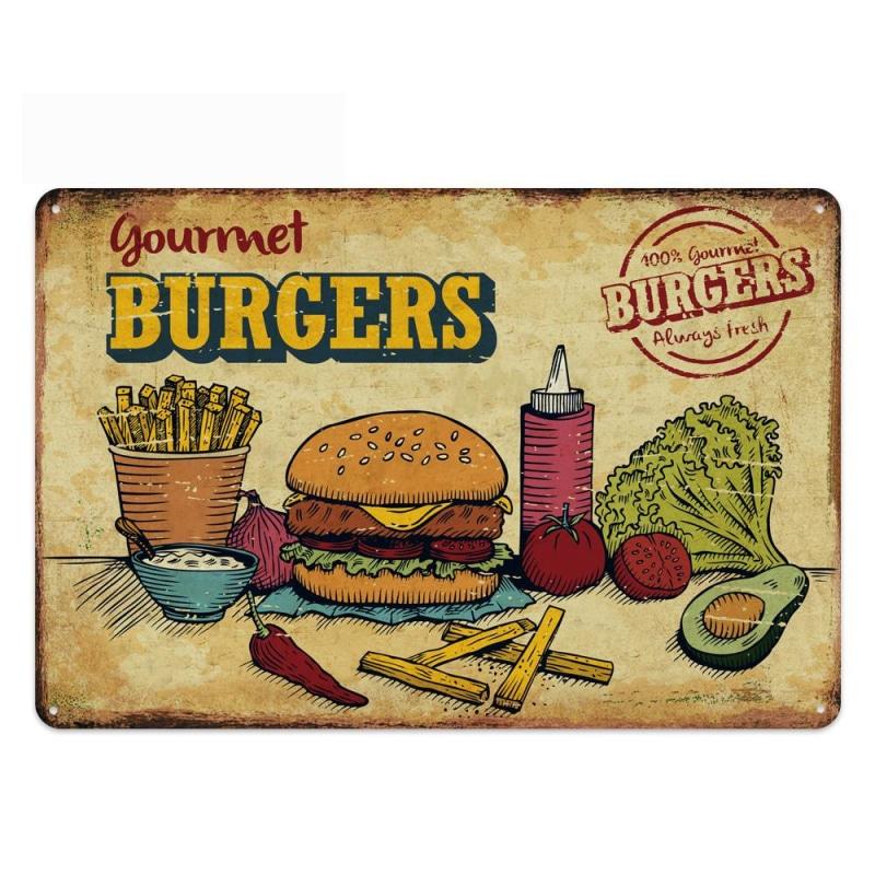 metal plate vintage gourmet burgers metal plate vintage gourmet burgers