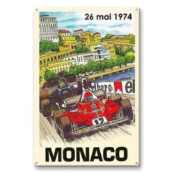 vintage metal plate grand prix monaco 1974