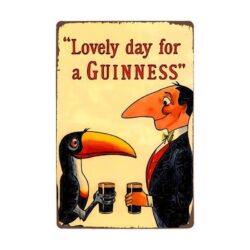 Plaque Métal Vintage Guinness Toucan et Homme