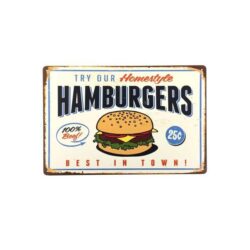 plaque métal vintage hamburger