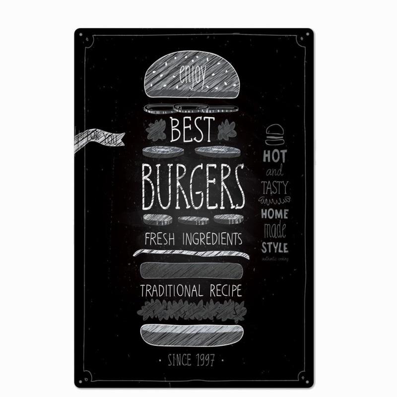 plaque-metal-vintage-hamburger-noir-et-blanc Plaque Métal Vintage Hamburger Noir Et Blanc