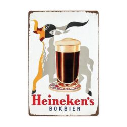 Plaque Métal Vintage Heineken Verre