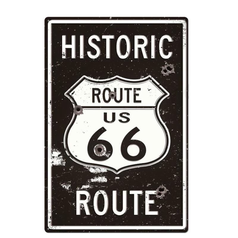 plaque-metal-vintage-historic-route-66 Plaque Métal Vintage Historic Route 66