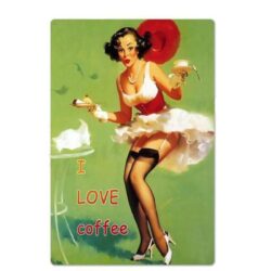 plaque métal vintage I love coffee