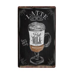 Plaque Métal Vintage Latté Chaud