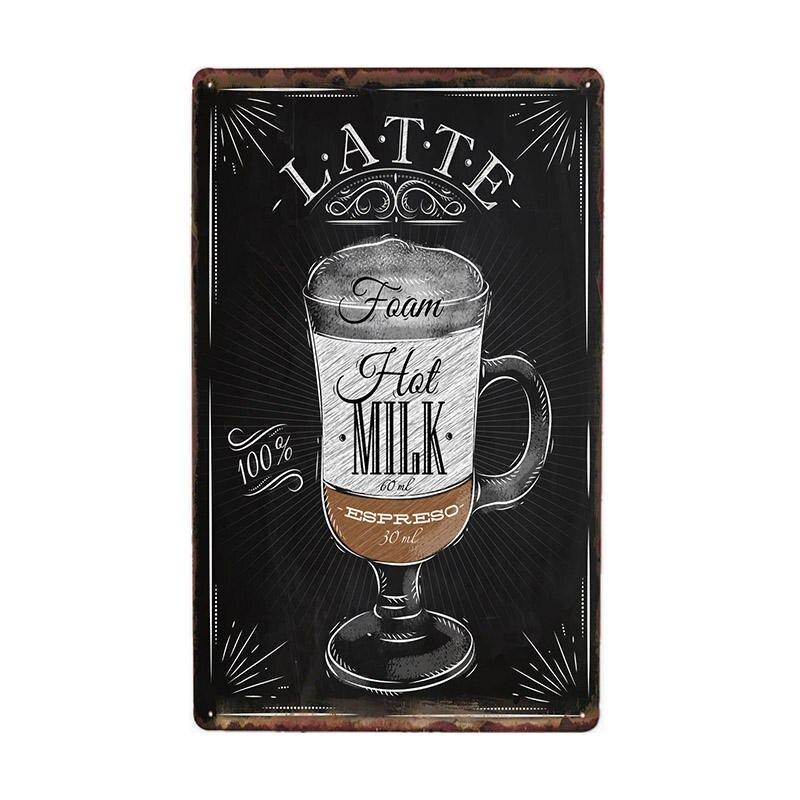 plaque-metal-vintage-latte-chaud Plaque Métal Vintage Latté Chaud