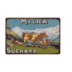 Plaque Métal Vintage Milka Suchard Vache