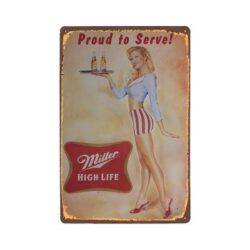 Plaque Métal Vintage Miller Pin-up